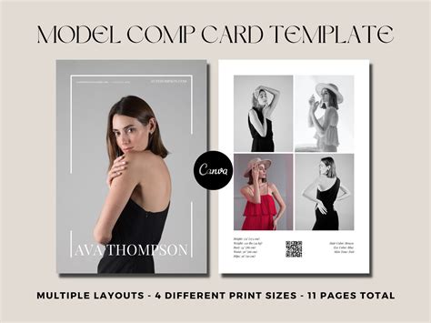 Z Card Template Model Comp Card Template Editable Photocard And Fashion