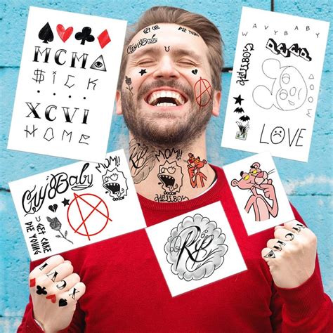 Lil Peep Temporary Tattoo Set Cosplay Halloween Costume Etsy Canada