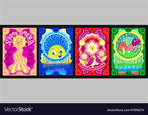 1960s psychedelic art set Royalty Free Vector Image