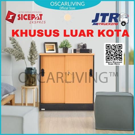 Promo Lunar Lemari Rak Pendek Pintu Sliding Lrp Beech Rak Buku