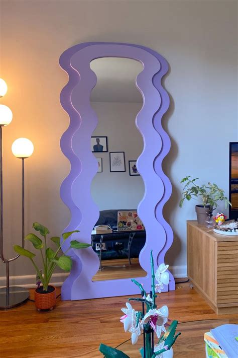 Tall Wavy Mirror Purple Curvy Mirror Funky Mirror Summer Decor Ideas