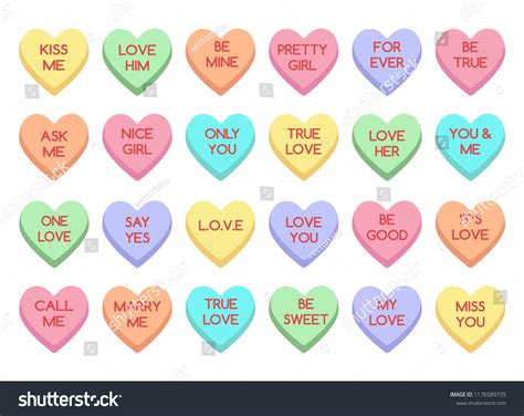 Sweet Heart Candy Sweetheart Candies Isolated Stock Vector (Royalty ...