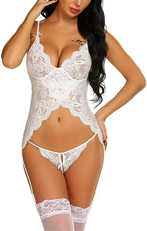 Femme Sexy Fashion Back brodery Lace Chest Split Suit Brassière