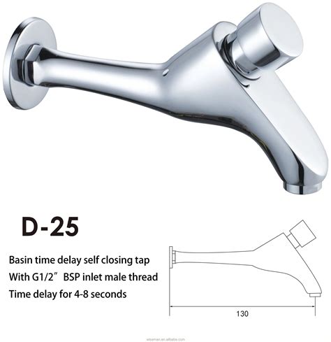 Wall Mounted Time Delay Faucet Full Brass Push Button Self Closing Faucet In Chrome Plated Self