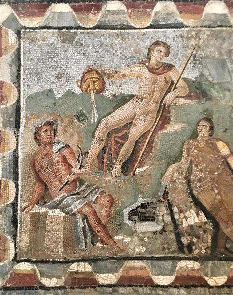 Trio Of Roman Water Deities In A Domestic Mosaic From Herculaneum