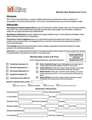 Fillable Online Membership Registration Form Membership Levels And Fees