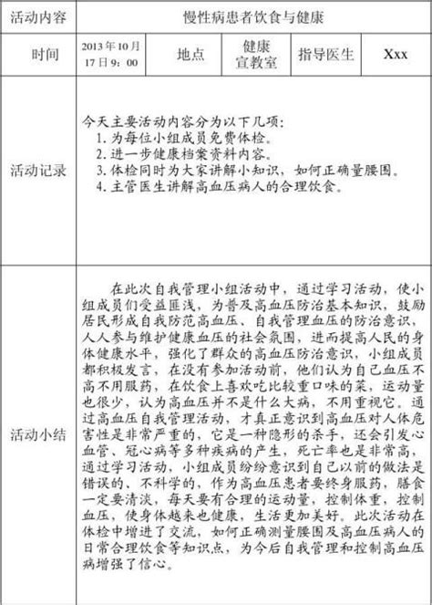 高血压病人自我管理小组计划、邀请信、个人评价表、血压监测记录表 范文118