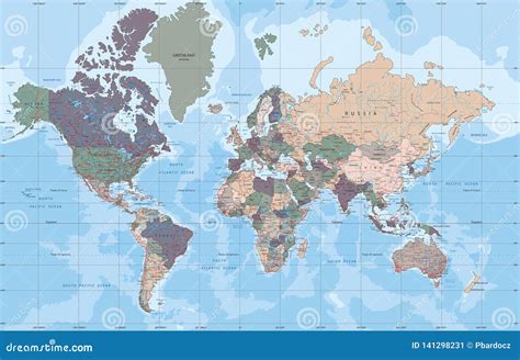 Mapa Pol Tico Altamente Detallado Del Mundo Ilustraci N Del Vector