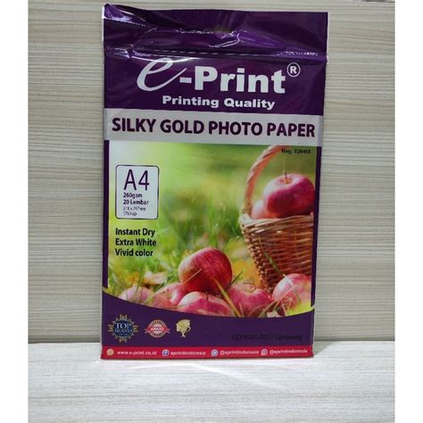 Jual Kertas Foto E Print Silky Gold Photo Paper A4 260gsm Shopee