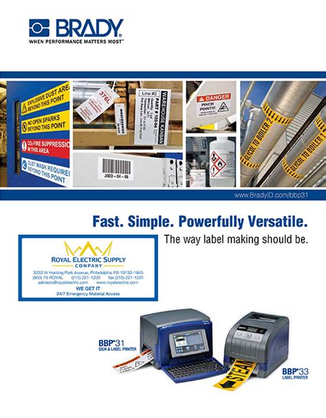 Brady - BBP31 And BBP33 Printers - Royal Electric Supply Company