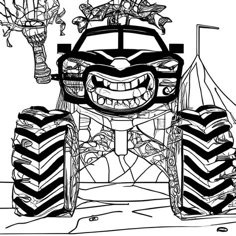 Monster Truck Competition Crush Coloring Page Creative Fabrica