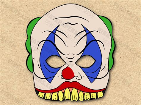 Scary Clown Mask Printable, Paper DIY for Kids and Adults. PDF Template ...