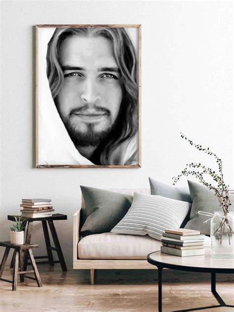 Jesus Christ Wooden Frame Portrait Print Jesus Painting Etsy