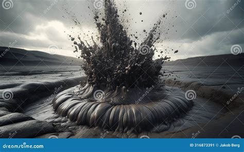 A Close-up of a Mud Volcano during an Explosive Eruption. Stock Image ...