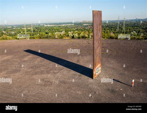 Sculpture "Bramme" on an artificial hill, a stockpile. 20 Meters high ...