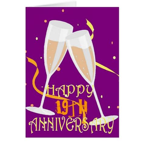 19th wedding anniversary champagne celebration cards | Zazzle