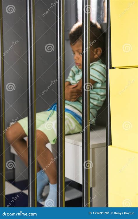 Little Boy in Prison in Playroom. Stock Image - Image of game, play ...