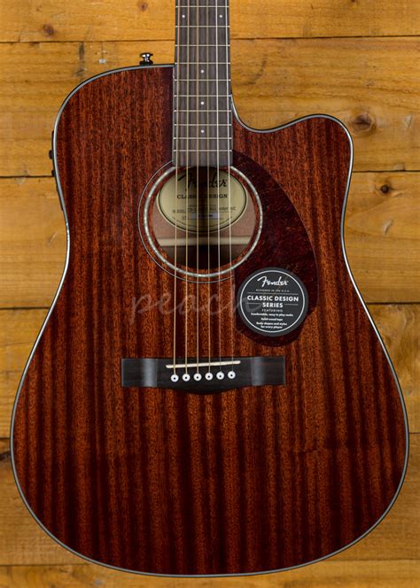 Fender Cd Sce All Mahogany Acoustic Guitar With Case Peach Guitars