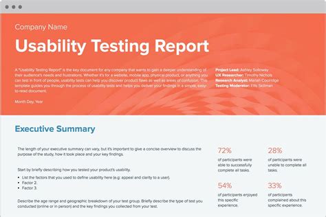 Usability Testing Report Usability Testing Usability Report Template