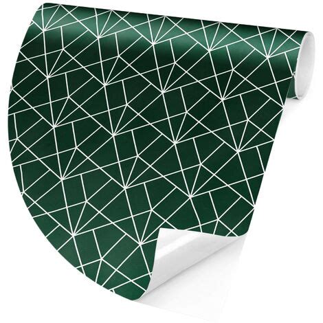 Papier peint rond autocollant Emerald Art Deco Line Pattern Ø 50cm