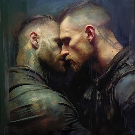 Kissing Male Gay Couple Digital Art Ai Generated Realistic Etsy