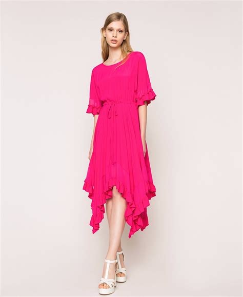 Abito in crêpe de Chine misto seta Donna Fucsia TWINSET Milano