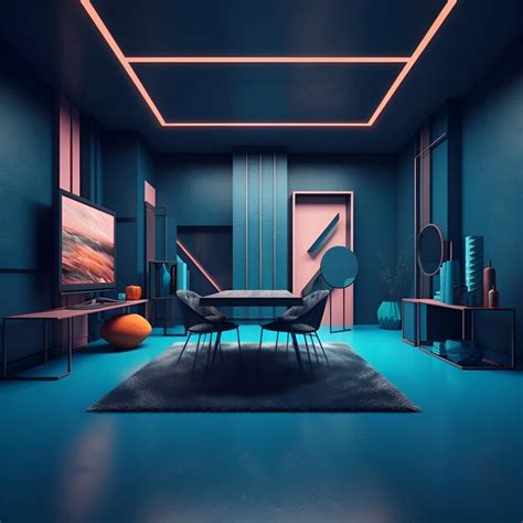 Premium AI Image | Interior of modern living room with blue walls