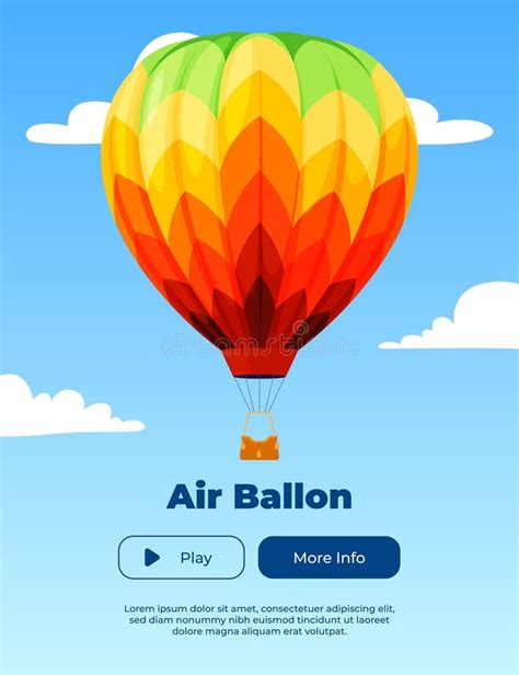 Banner Hot Air Balloon On The Background Of The Sky With Clouds Vector Illustration Stock