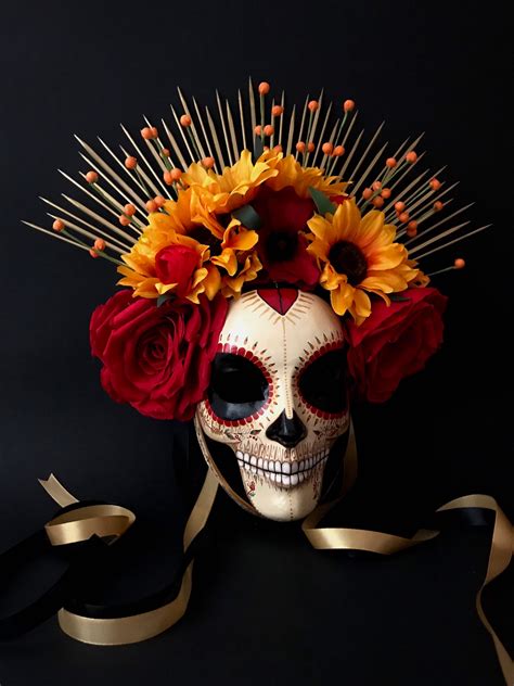 Made To Order Catrina Mask With Sunflowers La Catrina Etsy