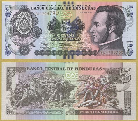 HONDURAS 5 LEMPIRAS 2014 BL P98new UNC 7317188846 Oficjalne