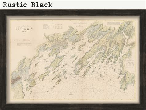 Casco Bay Maine Nautical Chart 1870 Colored Land U S Coast Survey