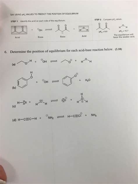 Solved Using Pka Values To Predict The Position Of