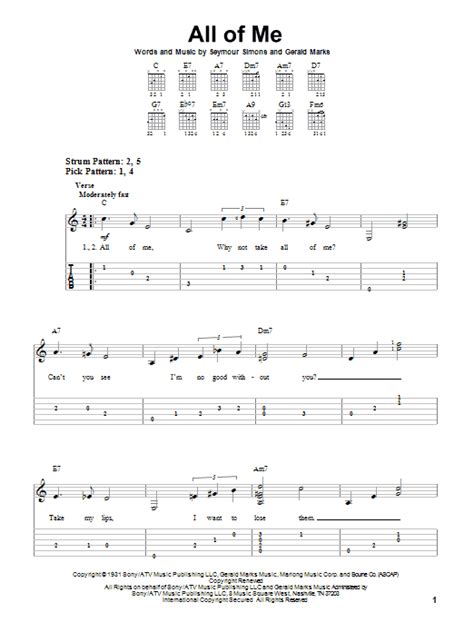 All Of Me Partitions Frank Sinatra Tablature Guitare Facile