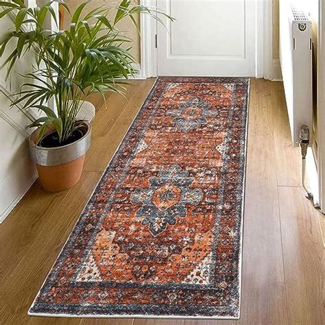 SHACOS Boho Hallway Runner Rug Non Slip 60x180cm Vintage Runner Rug Red