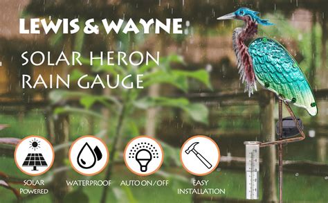 Lewisandwayne 43 Solar Heron Rain Gauge Outdoor Decorative