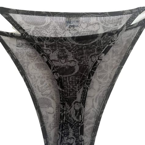 Skulls Sheer Brazilian Tie Side Bikini Bottom Micro Gigi