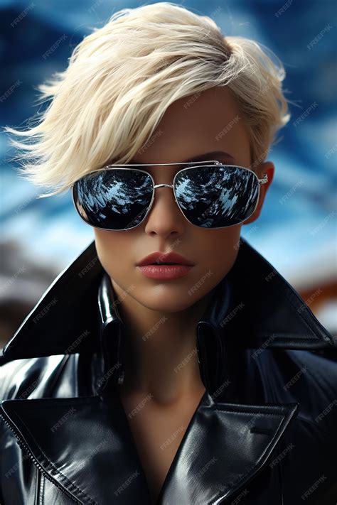 Premium Ai Image A Woman Wearing Sunglasses And A Leather Jacket