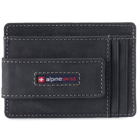 Alpine Swiss Mens Rfid Safe Slim Magnetic Money Clip Leather Front