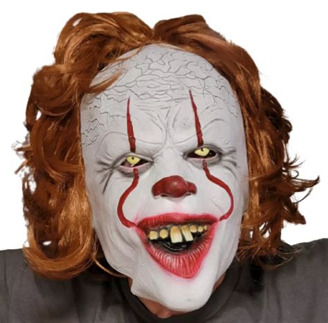 Horror Clown Joker Latex Mask W Wig Hair For Halloween Costume Cosplay