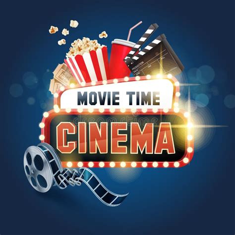 Cinema ensign movie time stock vector. Illustration of filled - 60575002