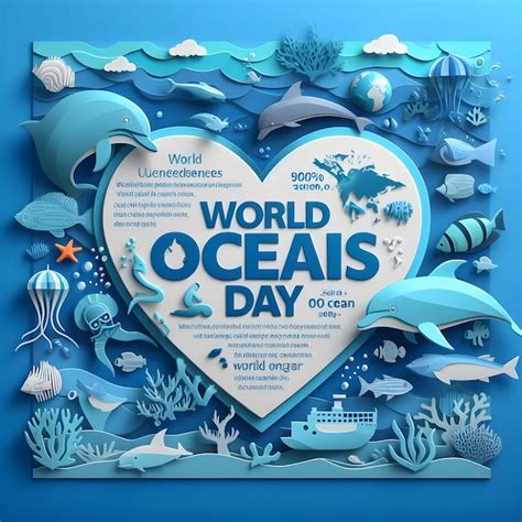 Premium Photo World Oceans Day Paper Art Style Social Media Post