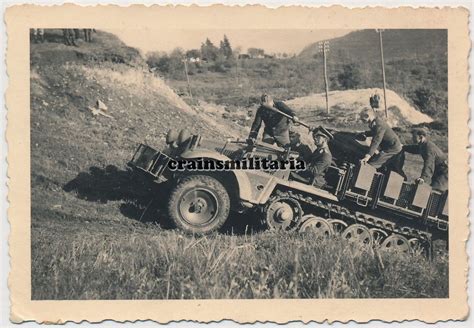 Orig Foto Sd Kfz 10 4 Halbkette m 2 cm Flak Geschütz in CAMPINA