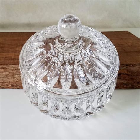 Crystal Covered Candy Dish Sunflower Pattern Crystal Covered Bowl