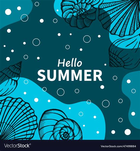 Hand drawn summer poster with seashells Royalty Free Vector