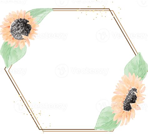 Minimal Watercolor Yellow Sunflower Wreath Frame 13742565 Png