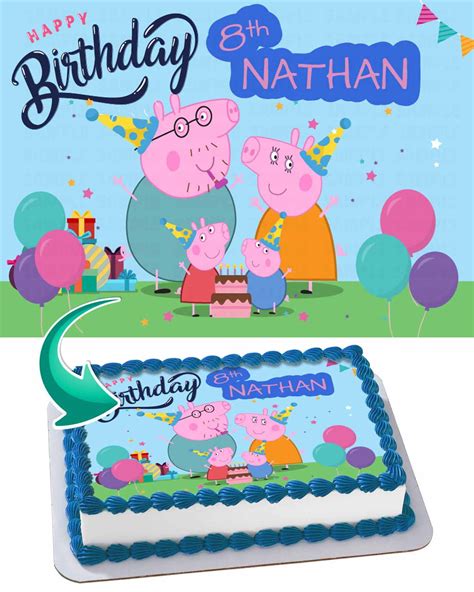 Pepa Pig Edible Image Cake Topper Personalized Birthday Sheet