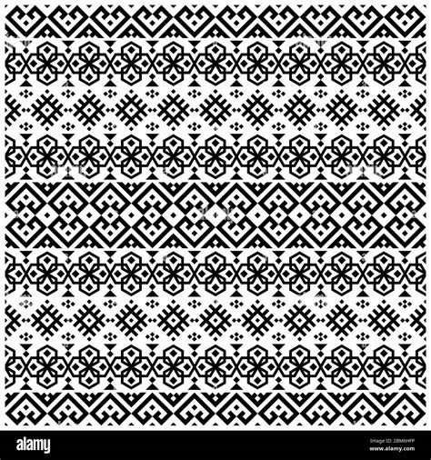 Tribal Ethnic Pattern In Black And White Color For Background Or Frame