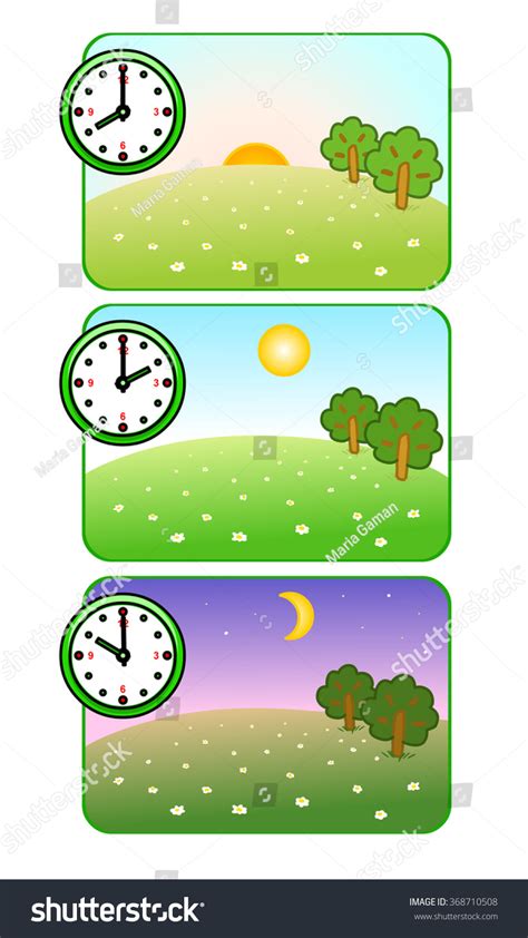 Illustrations Nature Different Times Day Morning Stock Vector Royalty