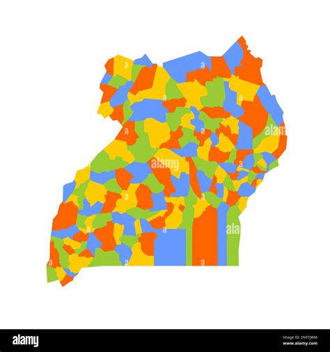 Uganda Politische Karte Der Verwaltungseinheiten Bezirke Leere