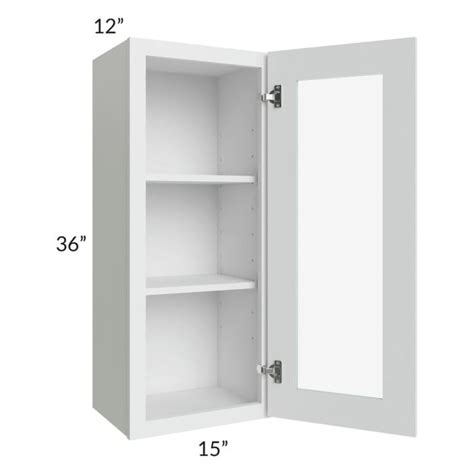 RTA Lakewood White 15" x 36" Wall Glass Door Cabinet (Prepped for Glas – Kitchen Oasis